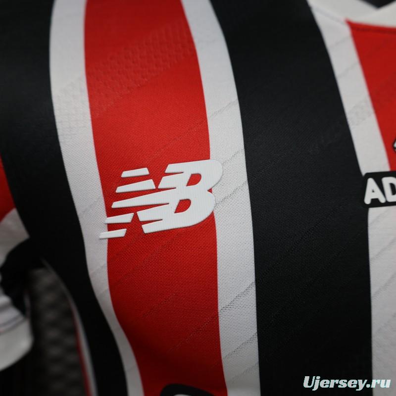 Player Version 26/27 São Paulo FC Away Red & Black Stripe  With White Collar Jersey