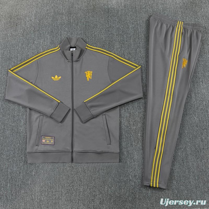 26/27 Manchester United Dark Gray Full Zipper Jacket+Long Pants