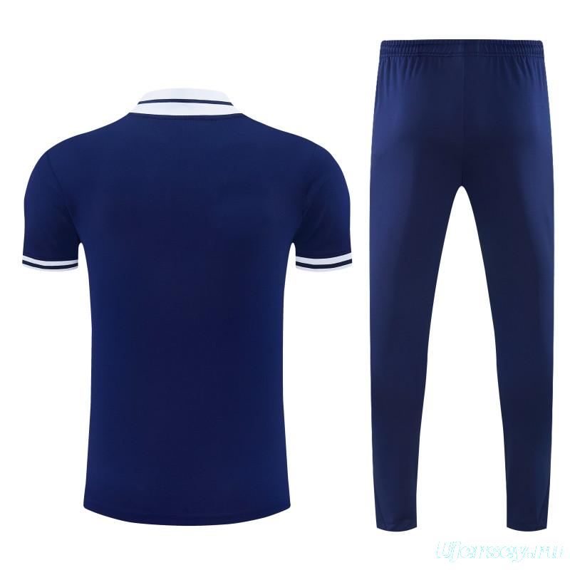 26/27 Paris Saint-Germain Navy Blue with "PARIS" Eiffel Tower Short Sleeve Tracksuit + Long Pants