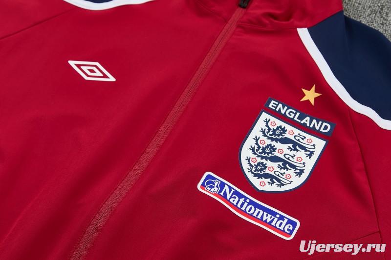 2026 England Red & Navy Blue Full Zipper Jacket Tracksuit + Long Pants