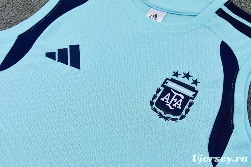 26/27 Argentina Sky Blue Sleeveless Training Vest +Soccer Shorts