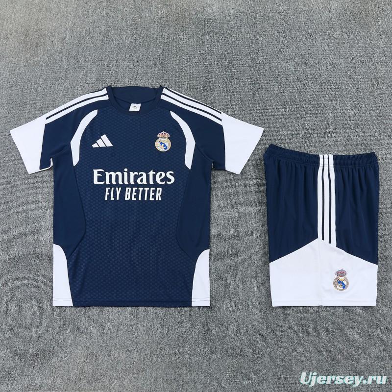26/27 Real Madrid Navy Blue & White Short Sleeve+Soccer Shorts