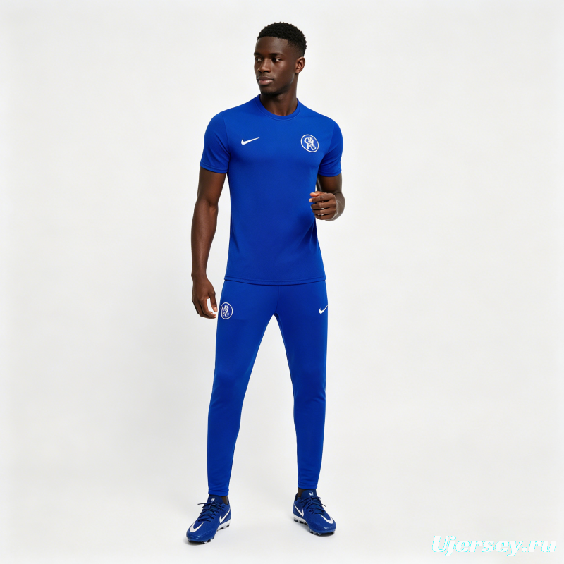 6/27 Chelsea Blue Short Sleeve Training Tee + Long Pants (Home)