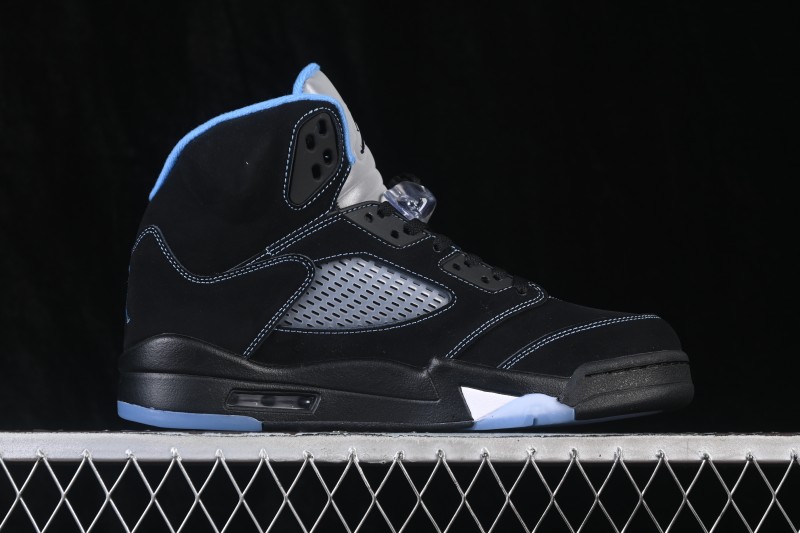 Nike Air Jordan 5 Retro 'Black University Blue' AJ5 Running Shoes with Premium Leather Upper - DD0587-008