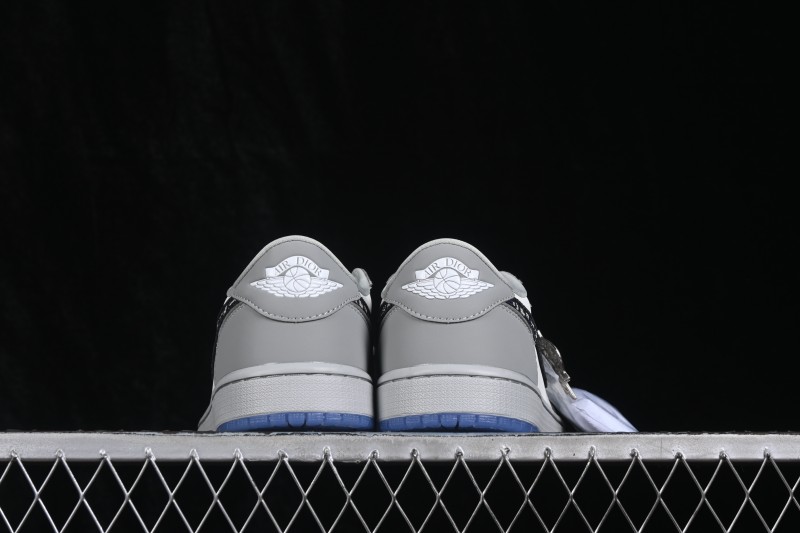 Dior x Air Jordan 1 Low AJ1 Collaboration Casual Basketball Shoes in White and Grey - CN8608-002