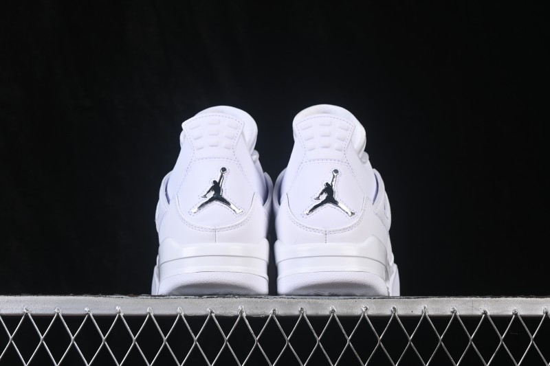 Nike Air Jordan 4 Retro PureMoney White Cat Leather Sneakers - 308497-100