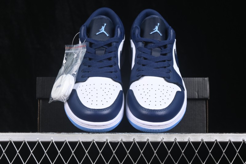 Nike Air Jordan 1 Low Retro Basketball Lifestyle Shoes with Classic White and Blue Colorway - 553558-404