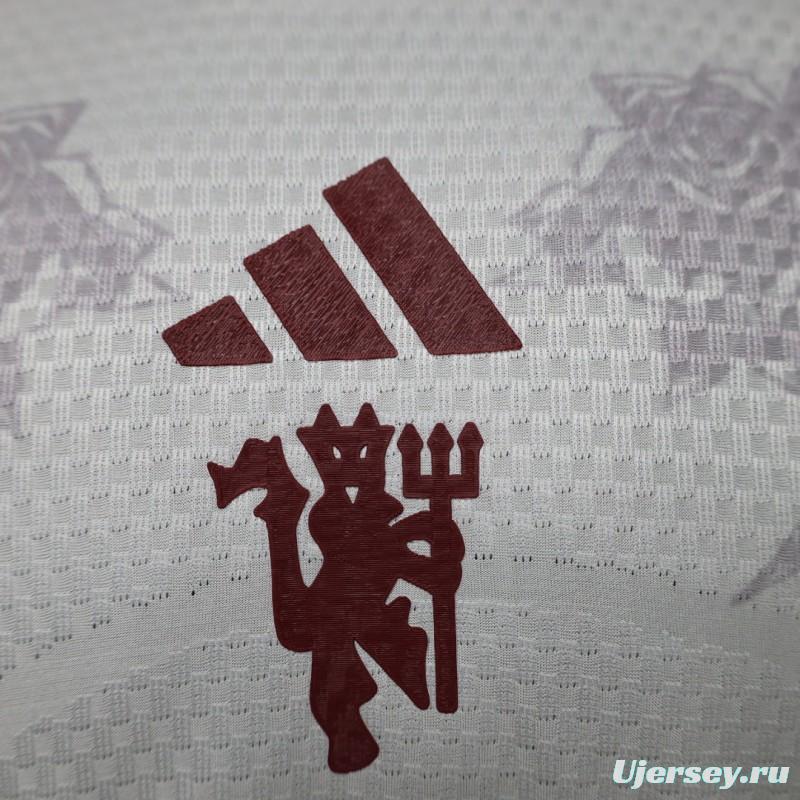 Player Version 26/27 Manchester United Away Grey White Rose   Special Edition Jersey