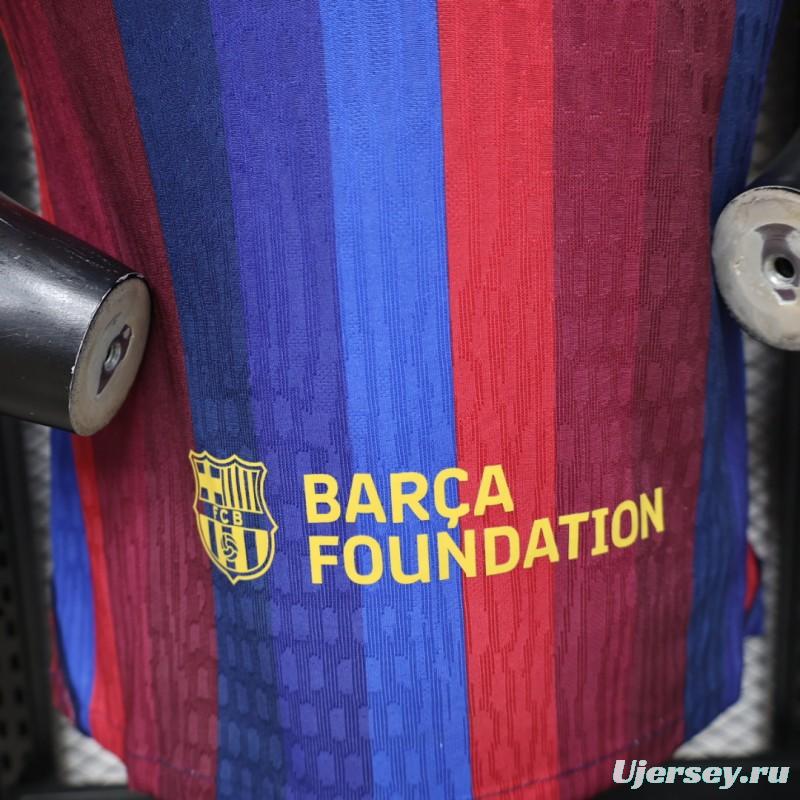 Player Version 26/27 FC Barcelona Deep Blue & Red Stripe  Home Jersey