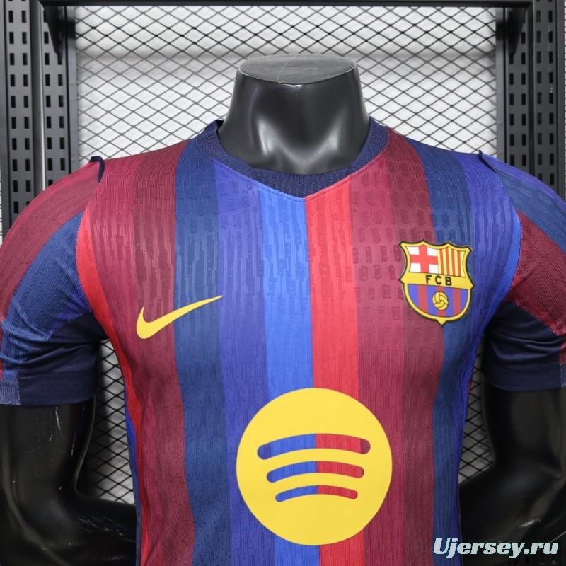 Player Version 26/27 FC Barcelona Deep Blue & Red Stripe  Home Jersey