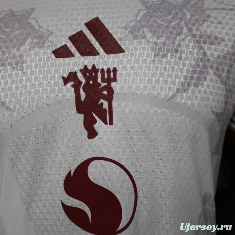 Player Version 26/27 Manchester United Away Grey White Rose   Special Edition Jersey