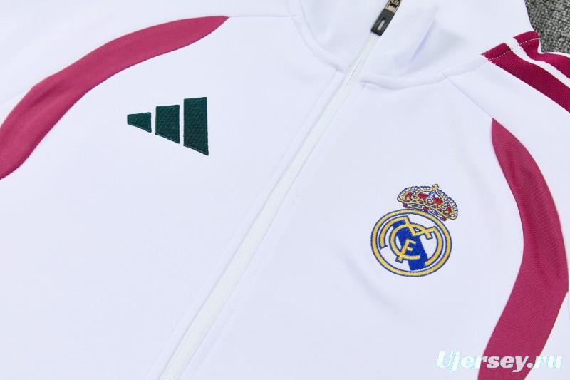 26/27 Real Madrid White & Dark Green Full Zipper Jacket Tracksuit + Long Pants