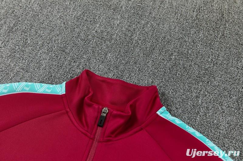 26/27 Portugal  Red Full Zipper Jacket Tracksuit + Long Pants