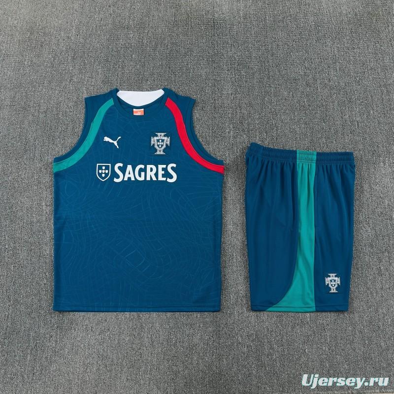 26/27 Portugal  Dark Teal Sleeveless Training Vest +Shorts Set