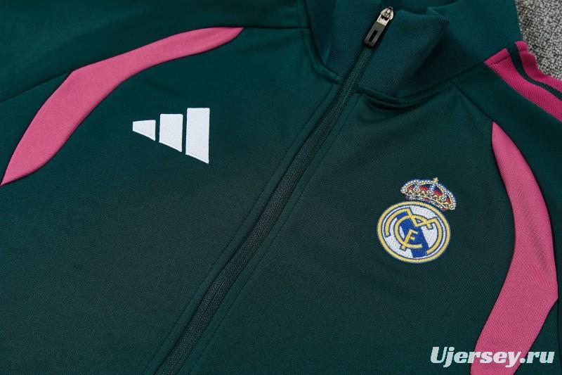 26/27 Real Madrid Dark Green Full Zipper Jacket Tracksuit + Long Pants