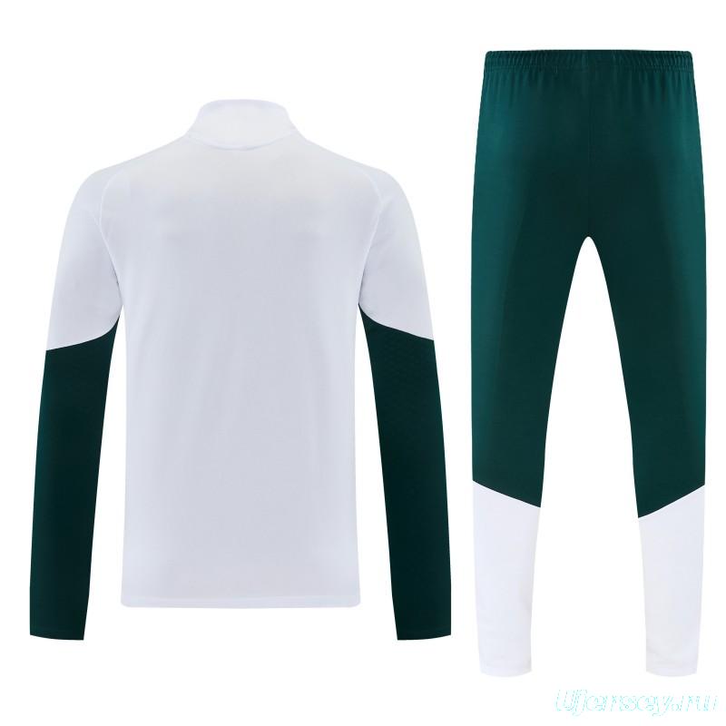 26/27 Real Madrid White & Dark Green Half Zipper Jacket Tracksuit + Long Pants