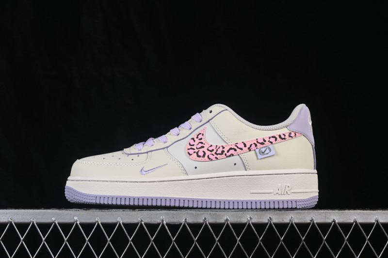 Nike Air Force 1 '07 Low Women's Casual Skateboarding Shoes with Hand-Painted Leopard Swoosh - FB1893-312