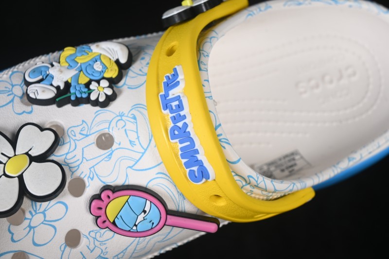 Crocs Smurfs Platform Clog Round-Toe Thick-Sole Clogs - White Blue Yellow