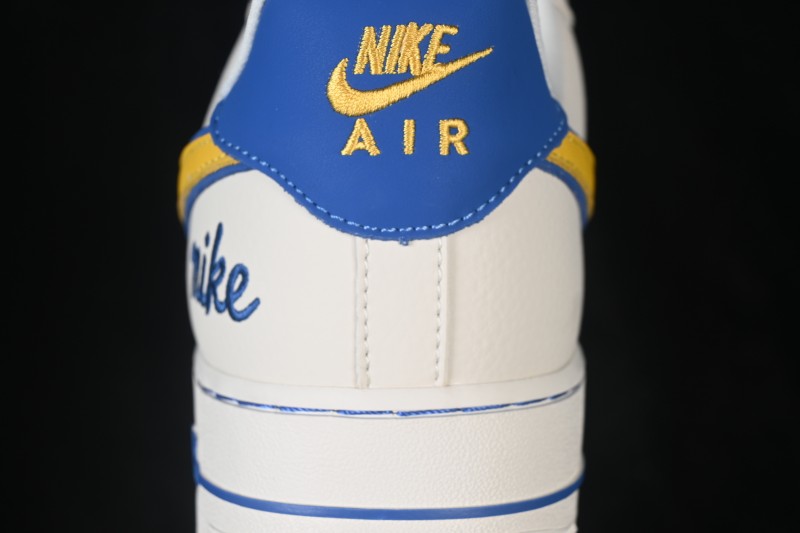 Nike Air Force 1 '07 Low Basketball Shoes with Yellow-Blue Color Blocking - FV3694-112