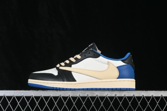 Travis Scott x Air Jordan 1 Low OG Retro Basketball Sneakers with Reverse Swoosh Design - DM7866-140