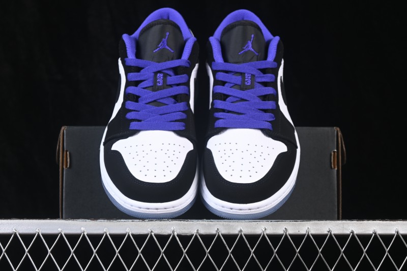 Nike Air Jordan 1 Low Retro Basketball Lifestyle Shoes with Crystal White-Black Colorway - 553558-108