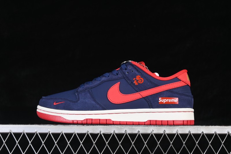 Nike SB Dunk Low Year of the Horse Deep Blue Crimson Custom Low-Top Casual Skateboarding Shoes - NH0601-487