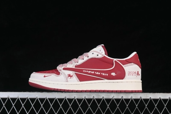 Nike Travis Scott x Fragment Design x Air Jordan 1 Low OG SP Basketball Lifestyle Shoes with Reversed Swoosh and Premium Leather - JP2026-160