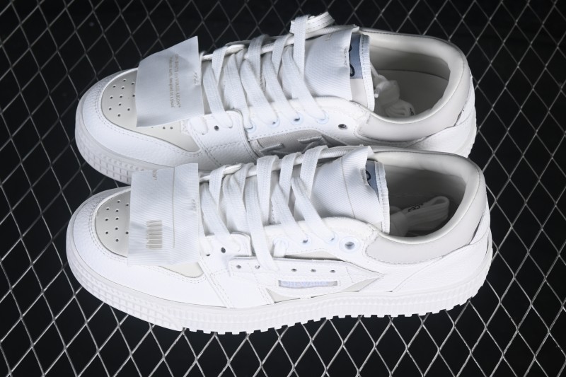 Off-White 3.0 Court Round-Toe Lace-Up Low-Top Casual Skate Shoes White Orange - AJD4