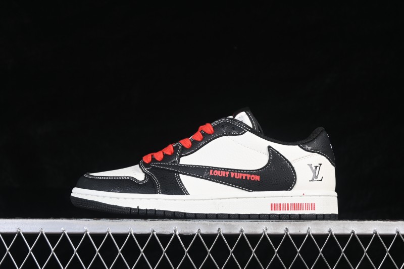 Nike Air Jordan 1 Low OG SP Travis Scott x Fragment Design Collab White Black Embossed Low-Top Skateboarding Shoes - DZ2688-008