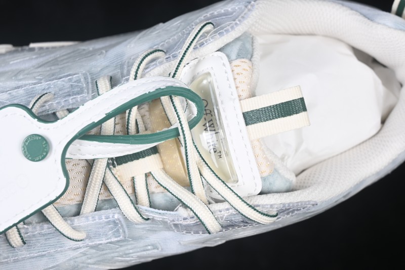 Off-White Virgil Abloh Retro Running Shoes with Translucent Green Accents - AJF6