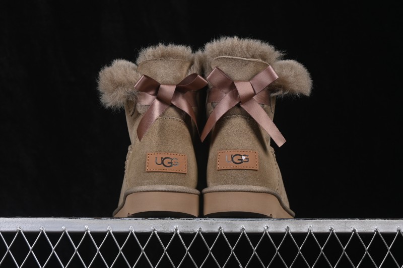 UGG Mini Bailey Button II Bowknot Mid-Calf Outdoor Snow Boots - 1016501