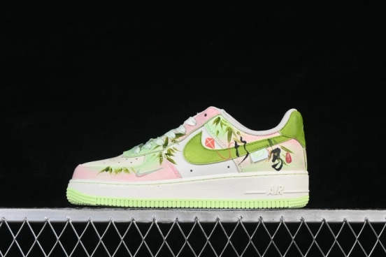 Nike Air Force 1 '07 Low 'Childhood Sweethearts' Limited Edition Casual Sneakers with Bamboo Motif and Hand-Painted Details - FB1839-515