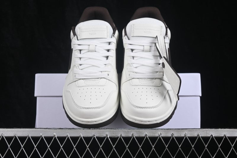 Off-White Out of Office Low-Top Fashion Skate Shoes in White and Brown - WME5