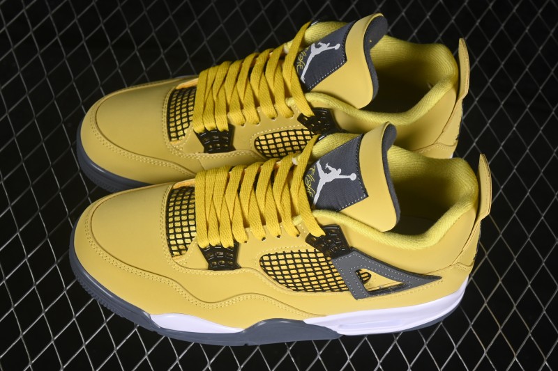 Nike Air Jordan 4 Retro 'Lightning' White Yellow Basketball Shoes - CT8527-700