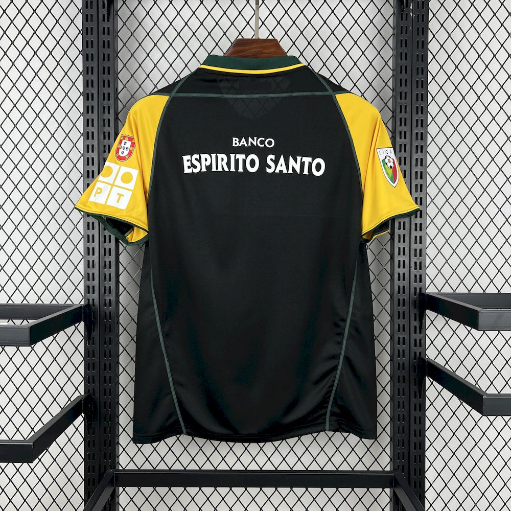 2002/03  Sporting CP Retro Away Black with Yellow Sleeves Jersey