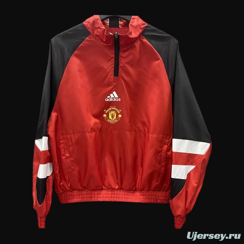 23/24 Manchester United Red half Zipper Windbreaker