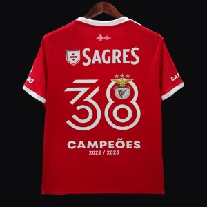 22/23 Benfica Home 38 Champions Jersey With Full Patches