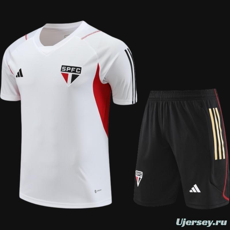 23-24 Sao Paulo White Short Sleeve Jersey+Shorts