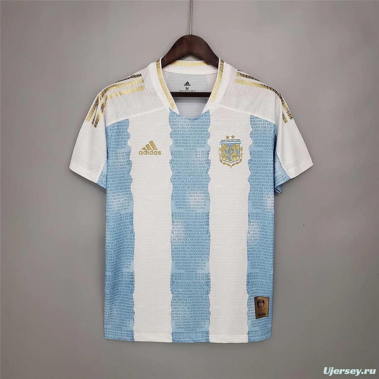 Retro 2021 Argentina Home Maradona Commemorative Edition Jersey