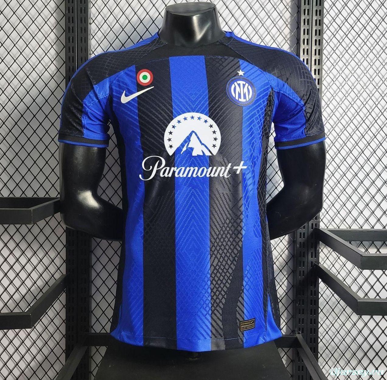 Player Version Retro 23/24 Inter Milan Home Jersey With Paramount Plus Sponsor