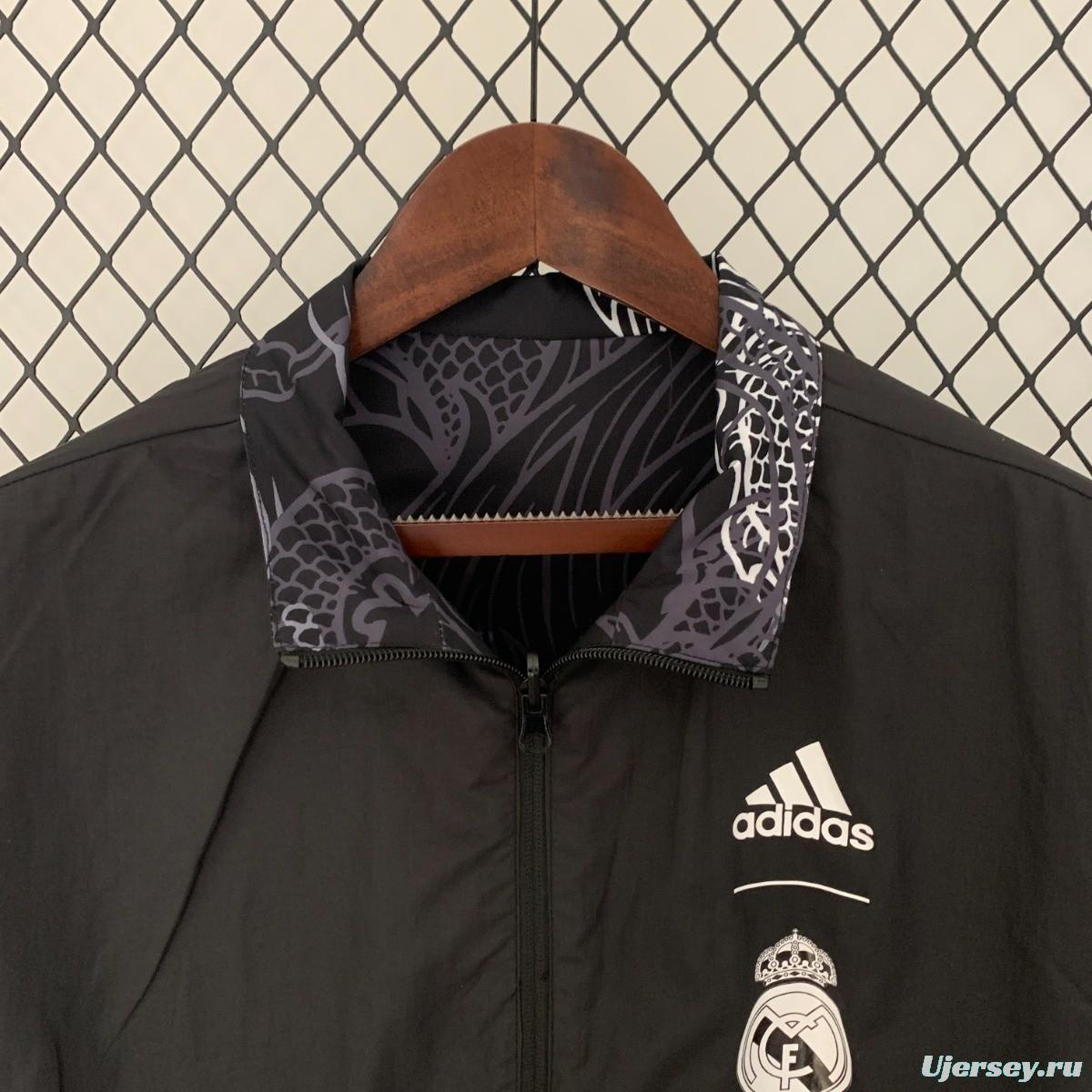 23/24 Real Madrid Black Dragon Reversible Full Zipper Jacket