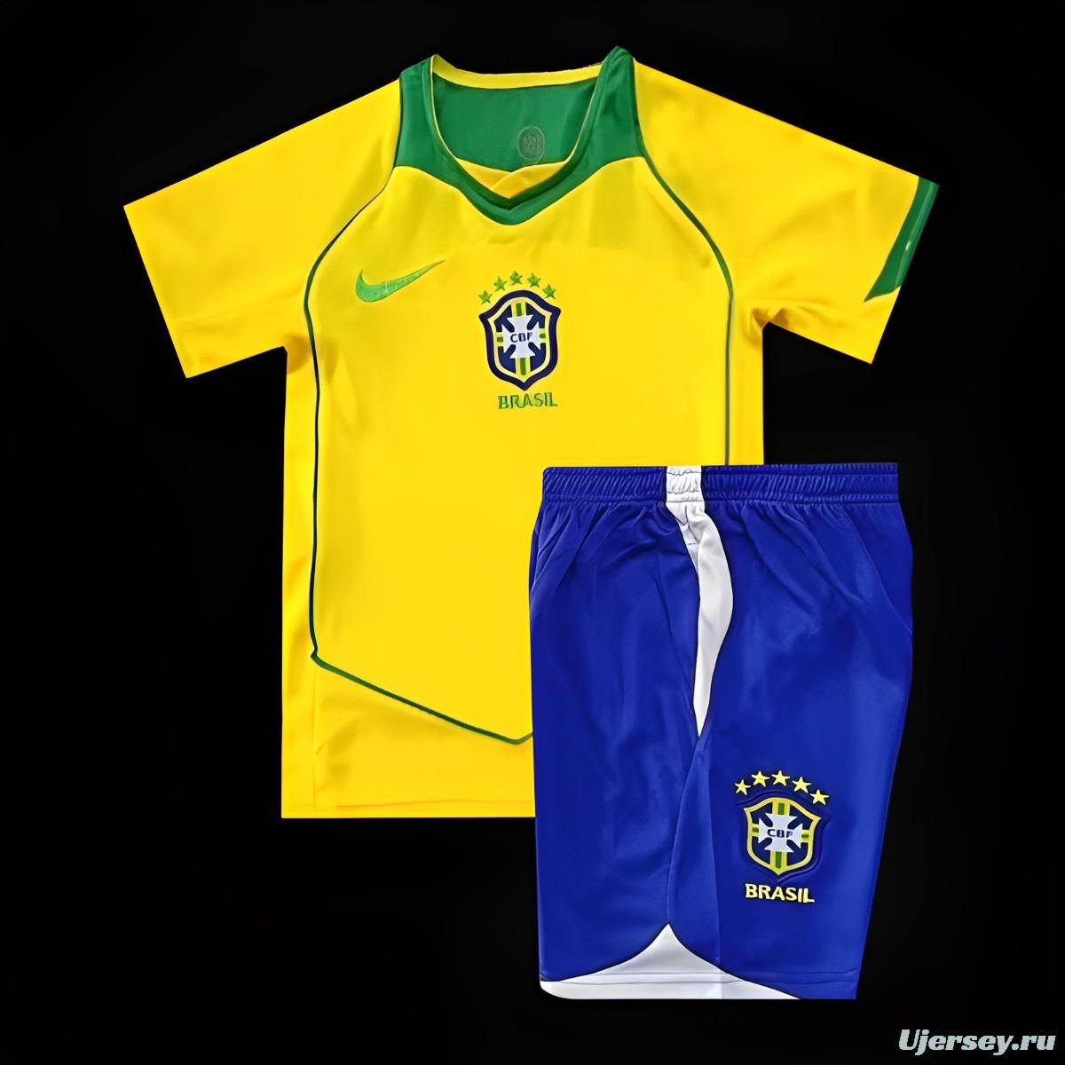 Retro 2004 Kids Brazil Home Jersey