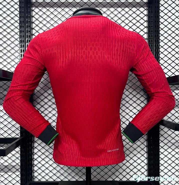 Player Version 2024 Portugal Home Long Sleeve Jersey