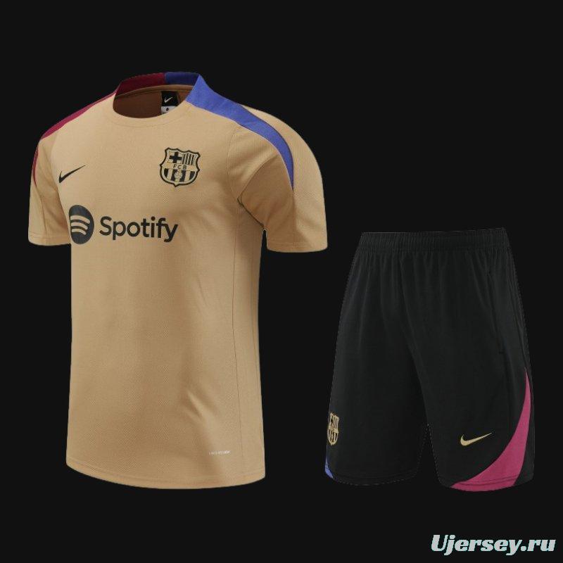 23/24 Barcelona Brown Cotton Short Sleeve Jersey+Shorts