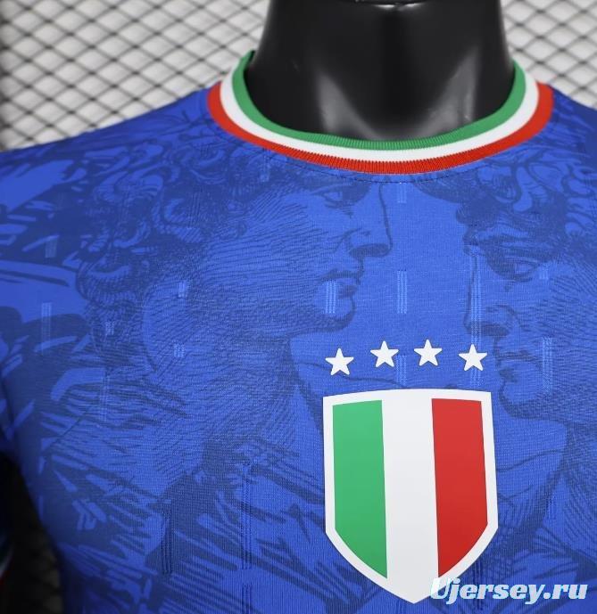 Player Version 2024 Italy Italian Football TV Blue EURO Jersey