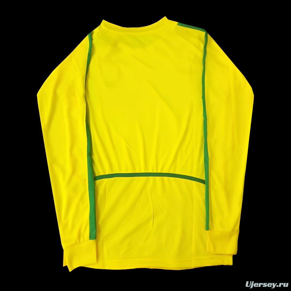 Retro 2002 Brazil Home Long Sleeve Jersey