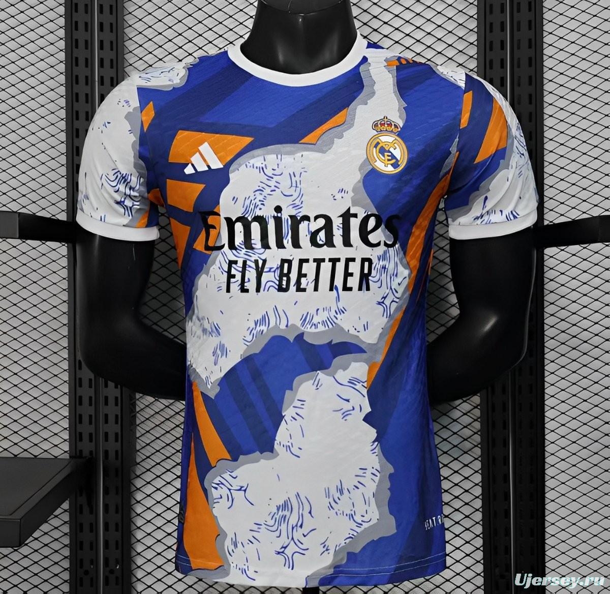 Player Version 25/26 Real Madrid Limited Edition Blue Orange Abstract Pattern Jersey