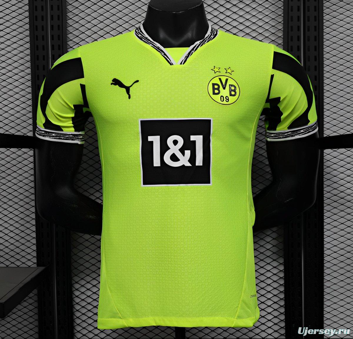 Player Version Borussia Dortmund 25/26 Neon Green Home Jersey with 1&1 Sponsor
