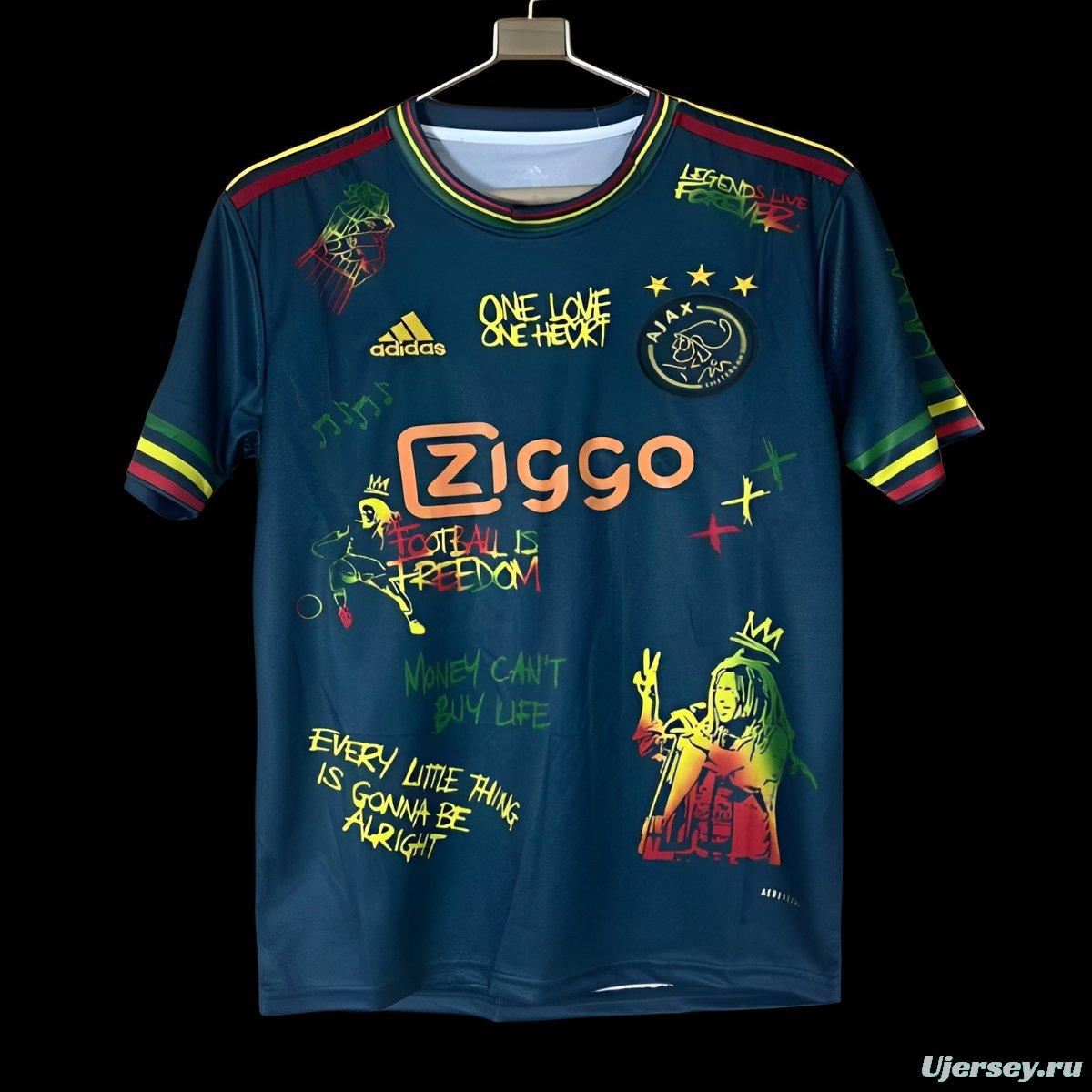 25/26 Ajax Navy Blue with Bob Marley Tribute Jersey