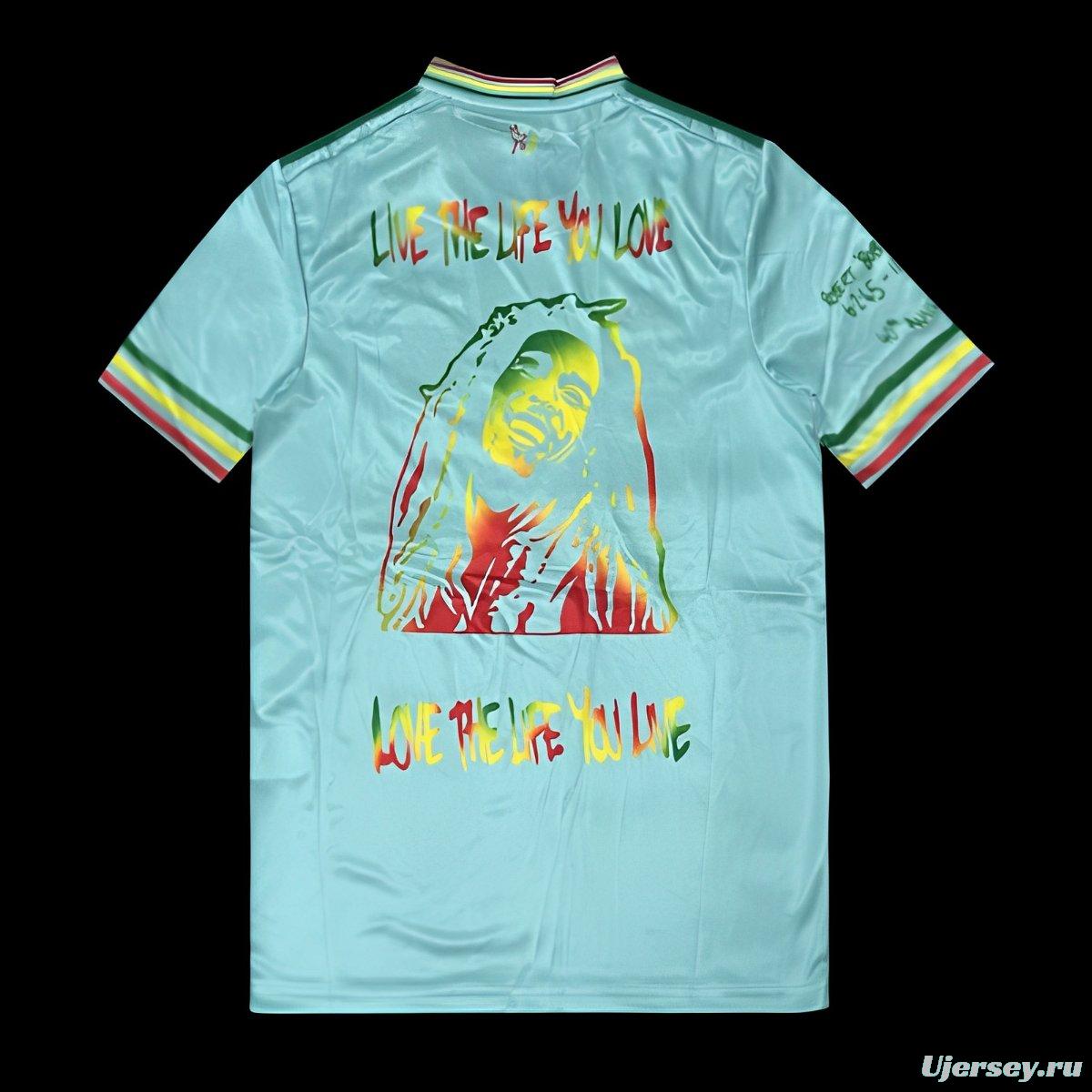 25/26 Ajax Navy Skyblue with Bob Marley Tribute Jersey